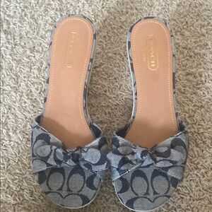 Coach Blue Sandals with Bow Detail